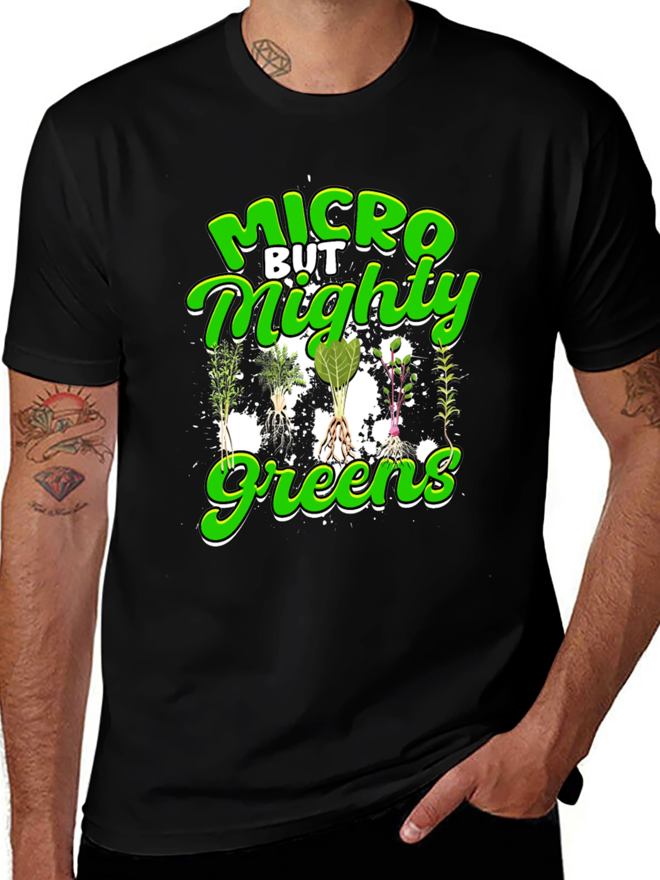 Micro But Mighty Greens T-Shirt - Black