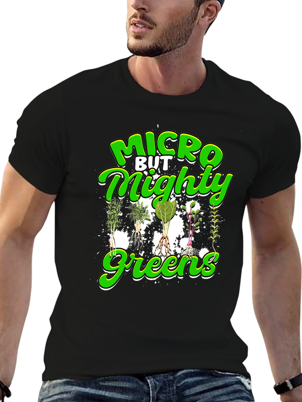 Micro But Mighty Greens T-Shirt - Black