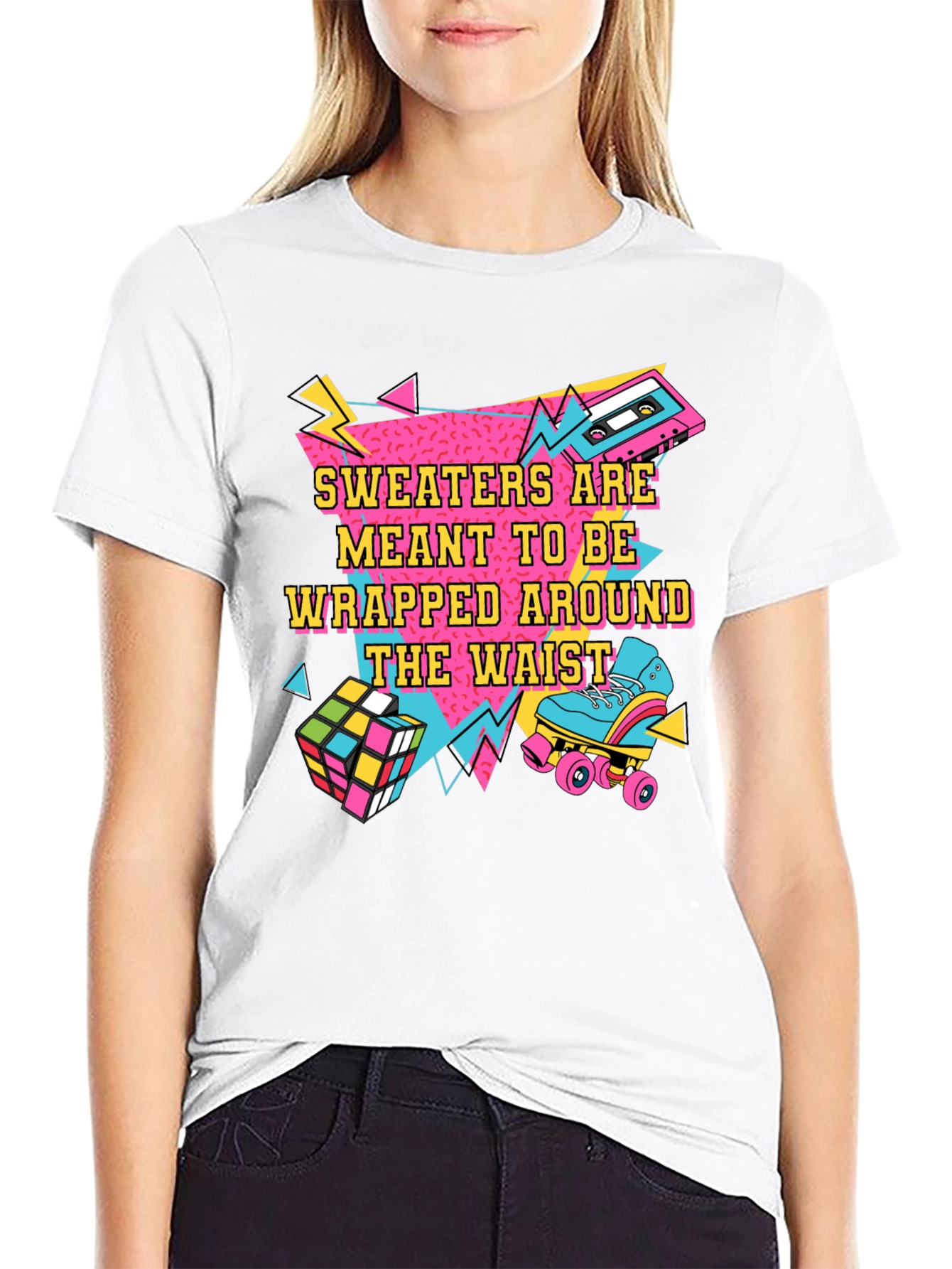 Retro 90s Sweaters Around Waist Graphic Tee