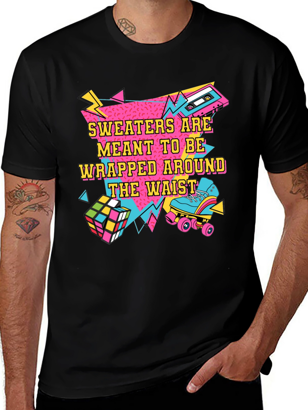 Retro 90s Sweaters Around Waist Graphic Tee