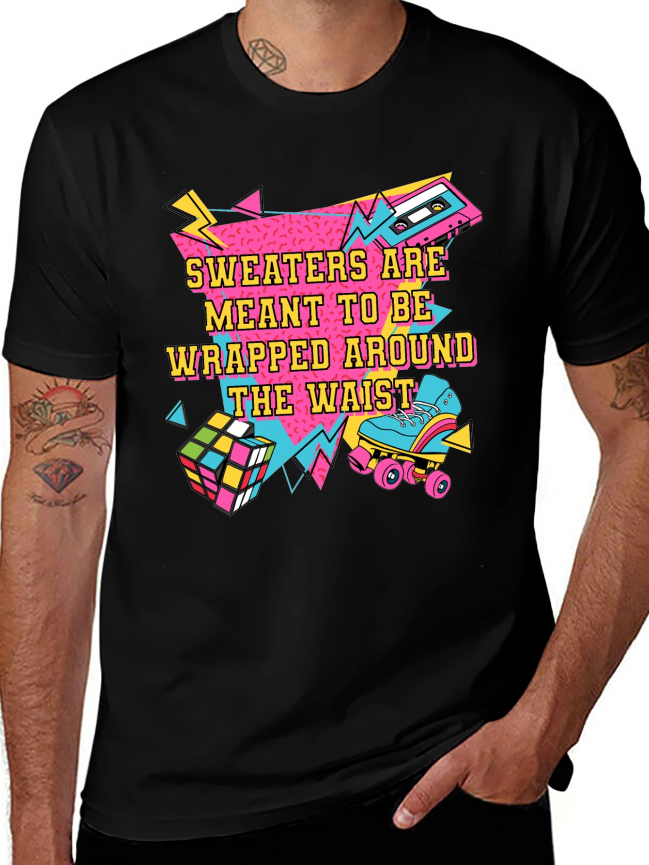 Retro 90s Sweaters Around Waist Graphic Tee