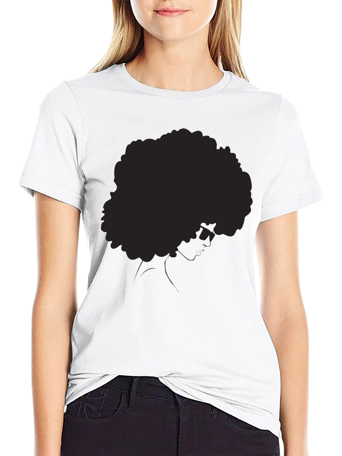 Black Afro Silhouette Graphic Tee - Modern Unisex T-Shirt