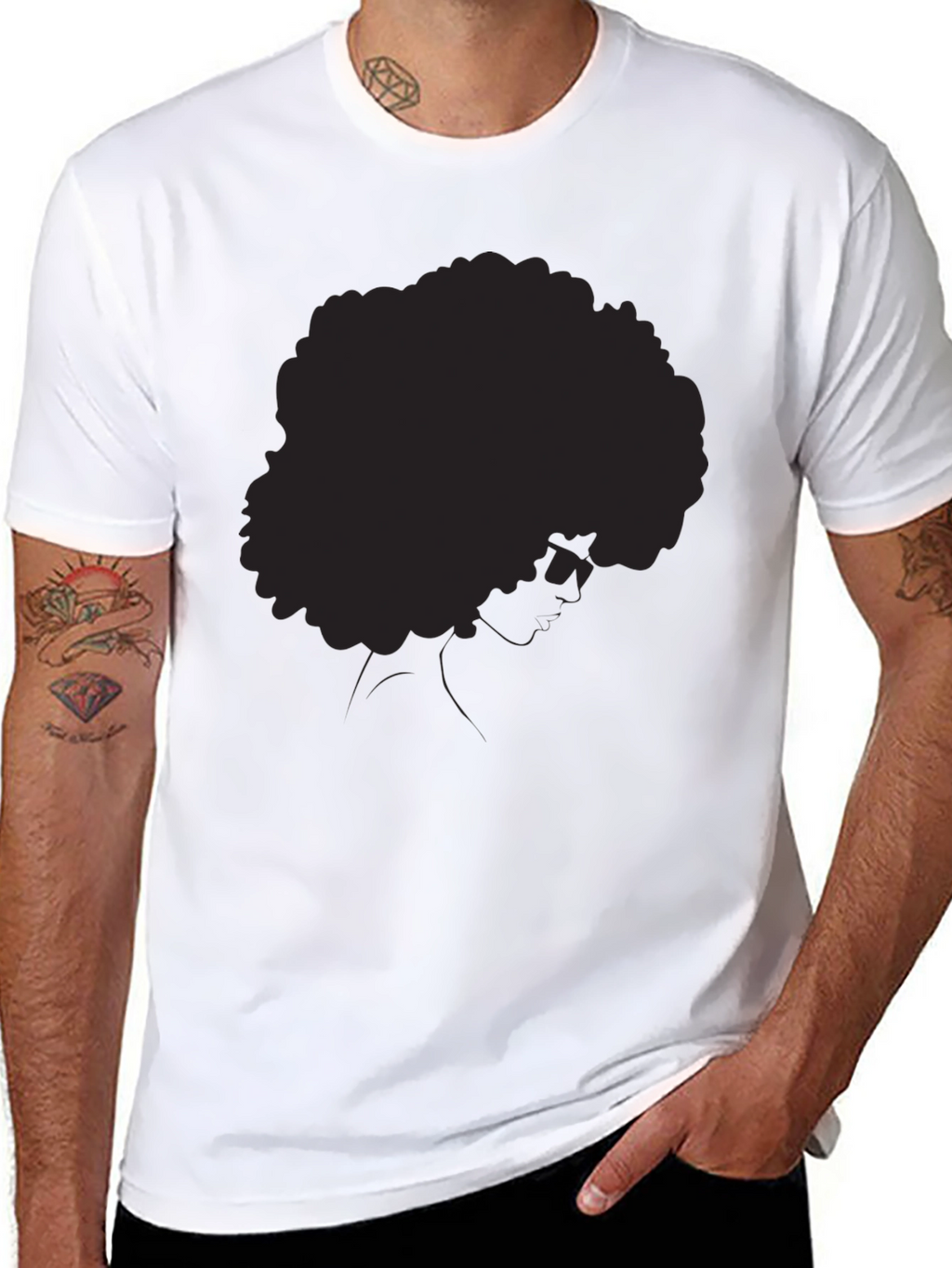 Black Afro Silhouette Graphic Tee - Modern Unisex T-Shirt