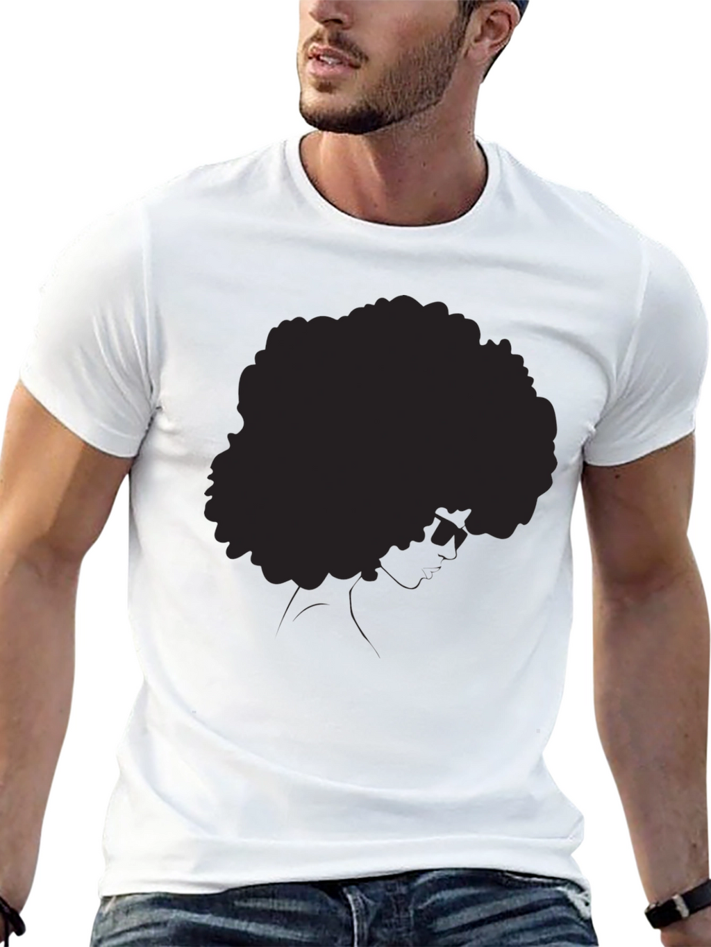 Black Afro Silhouette Graphic Tee - Modern Unisex T-Shirt