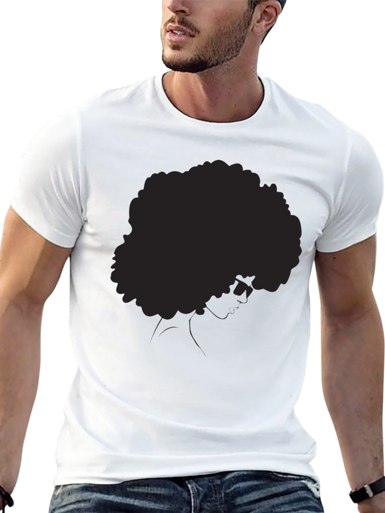 Black Afro Silhouette Graphic Tee - Modern Unisex T-Shirt