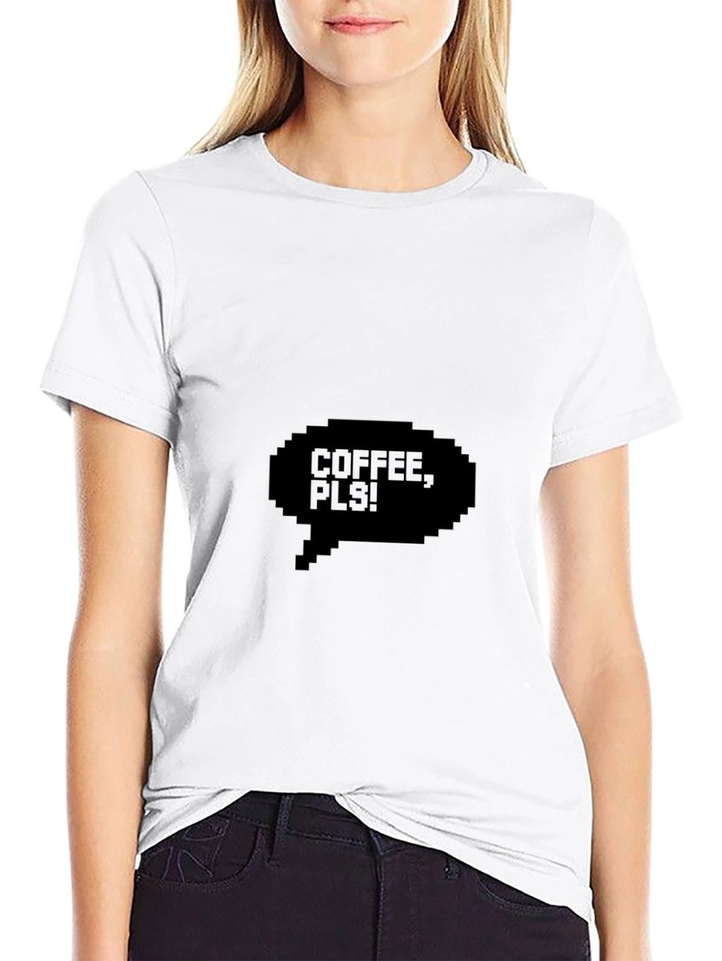 Coffee Pls! Pixel Black Graphic Tee