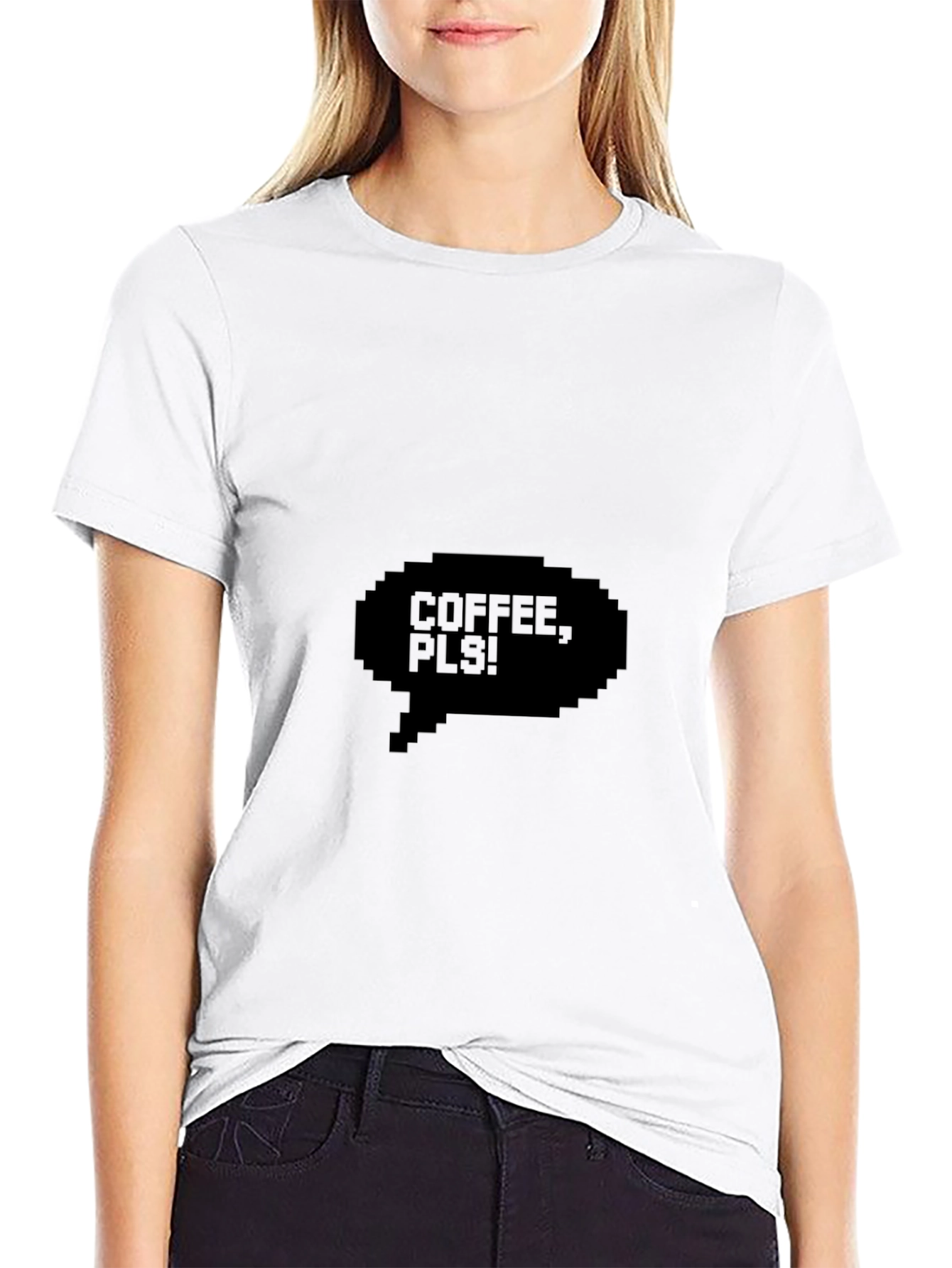 Coffee Pls! Pixel Black Graphic Tee