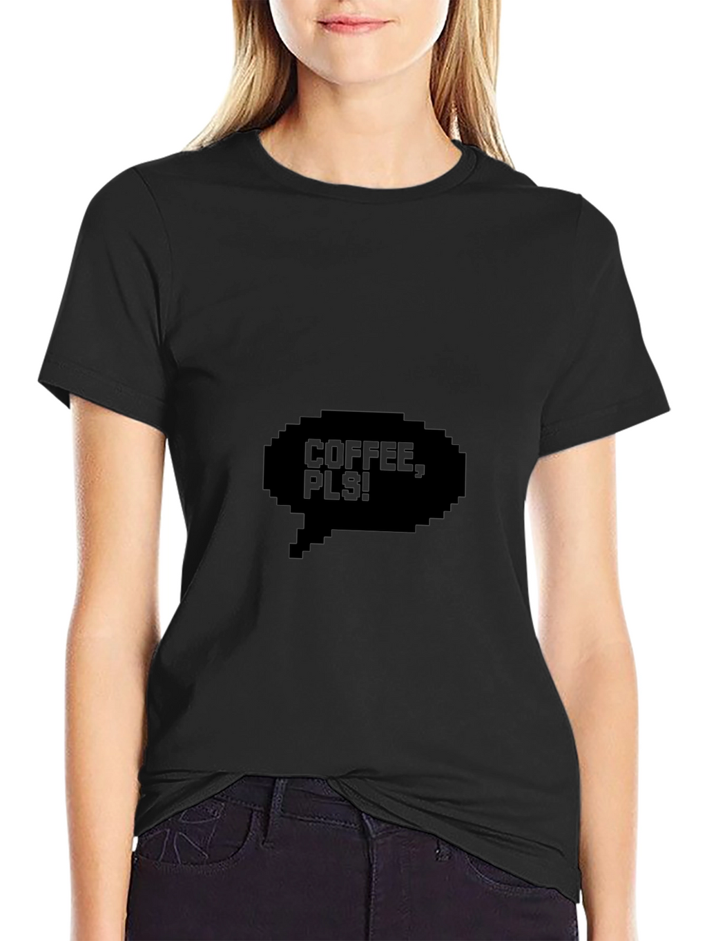 Coffee Pls! Pixel Black Graphic Tee