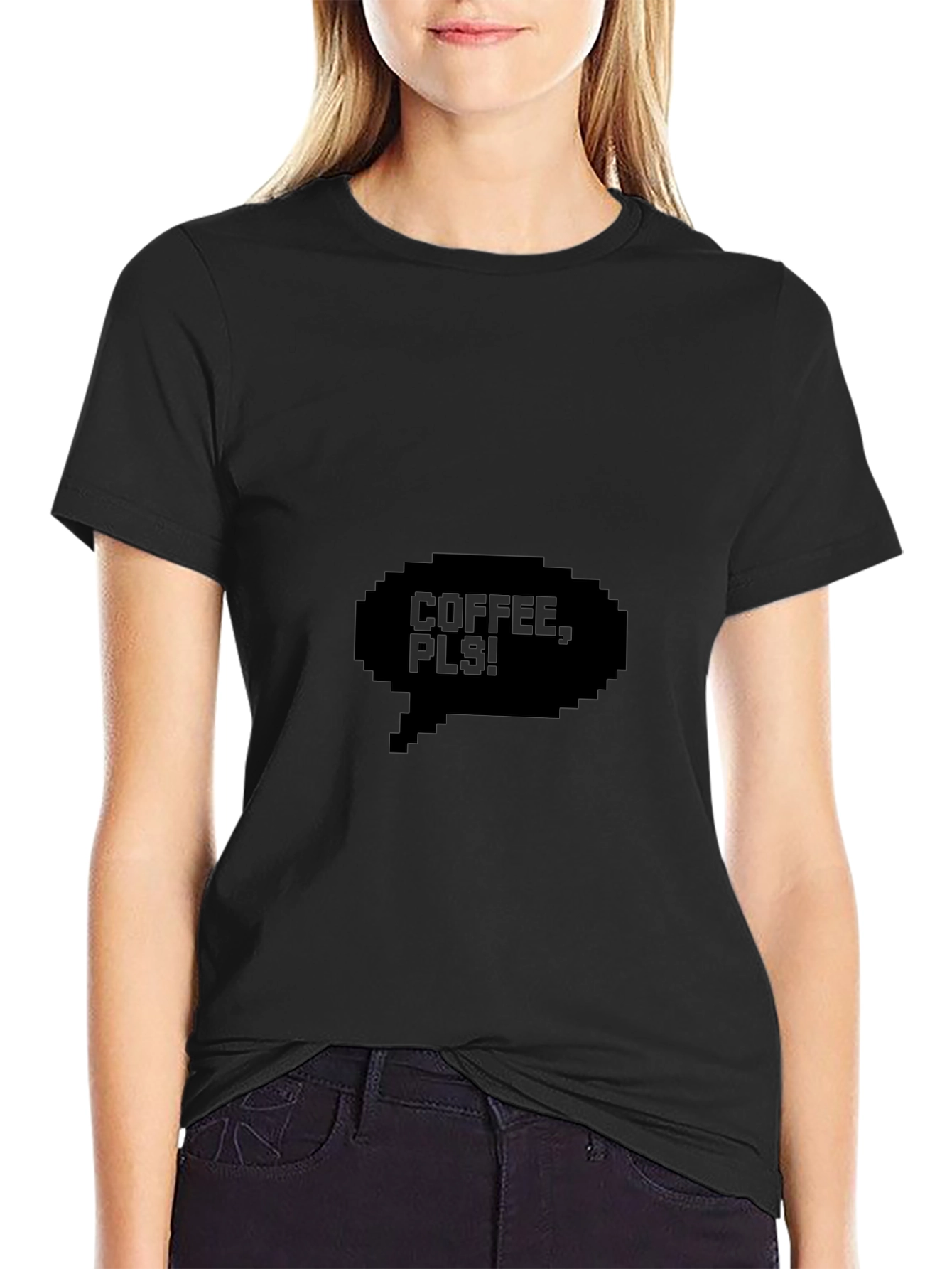 Coffee Pls! Pixel Black Graphic Tee