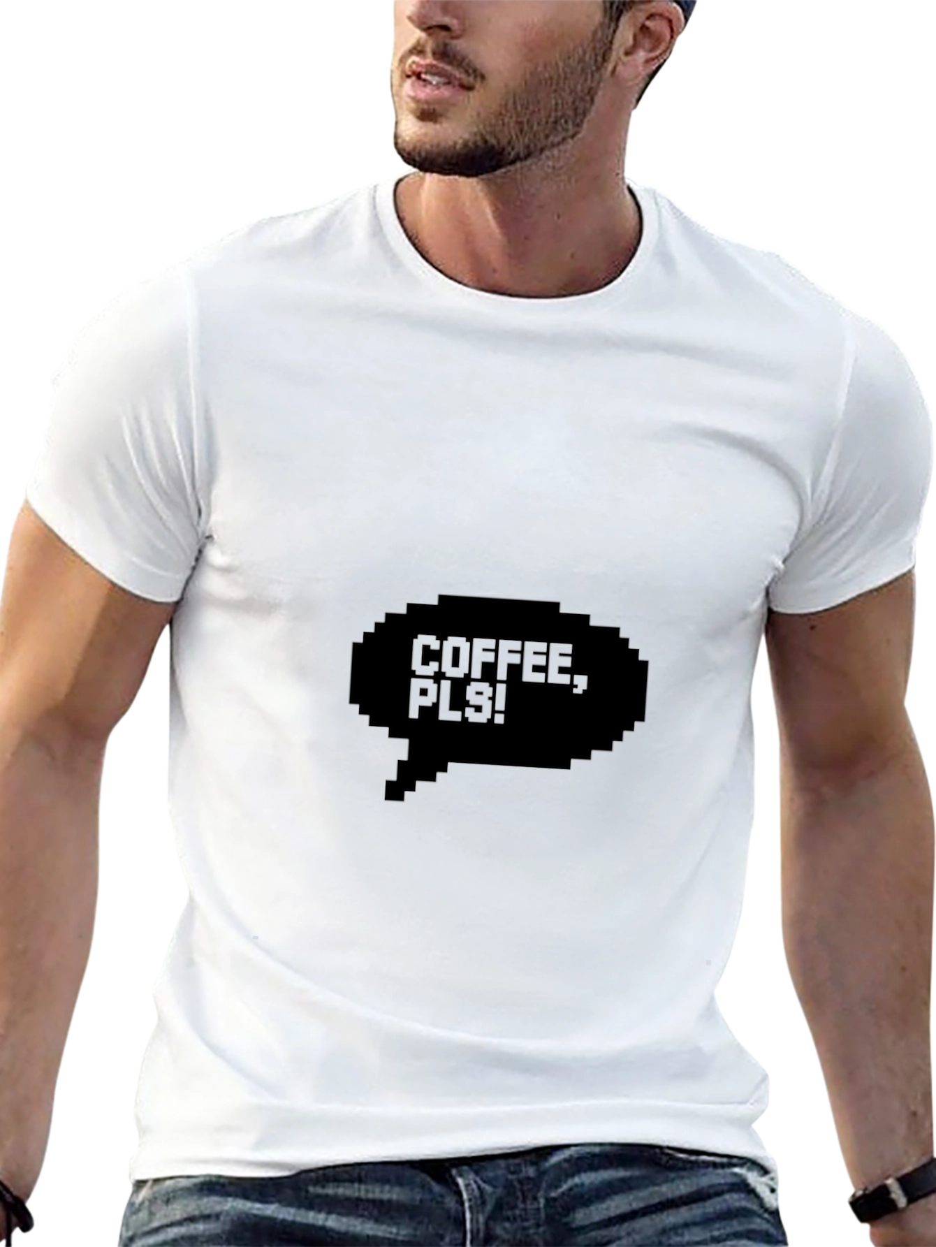 Coffee Pls! Pixel Black Graphic Tee