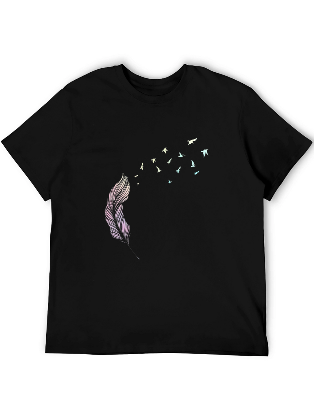 Feather to Birds Graphic Black T-Shirt