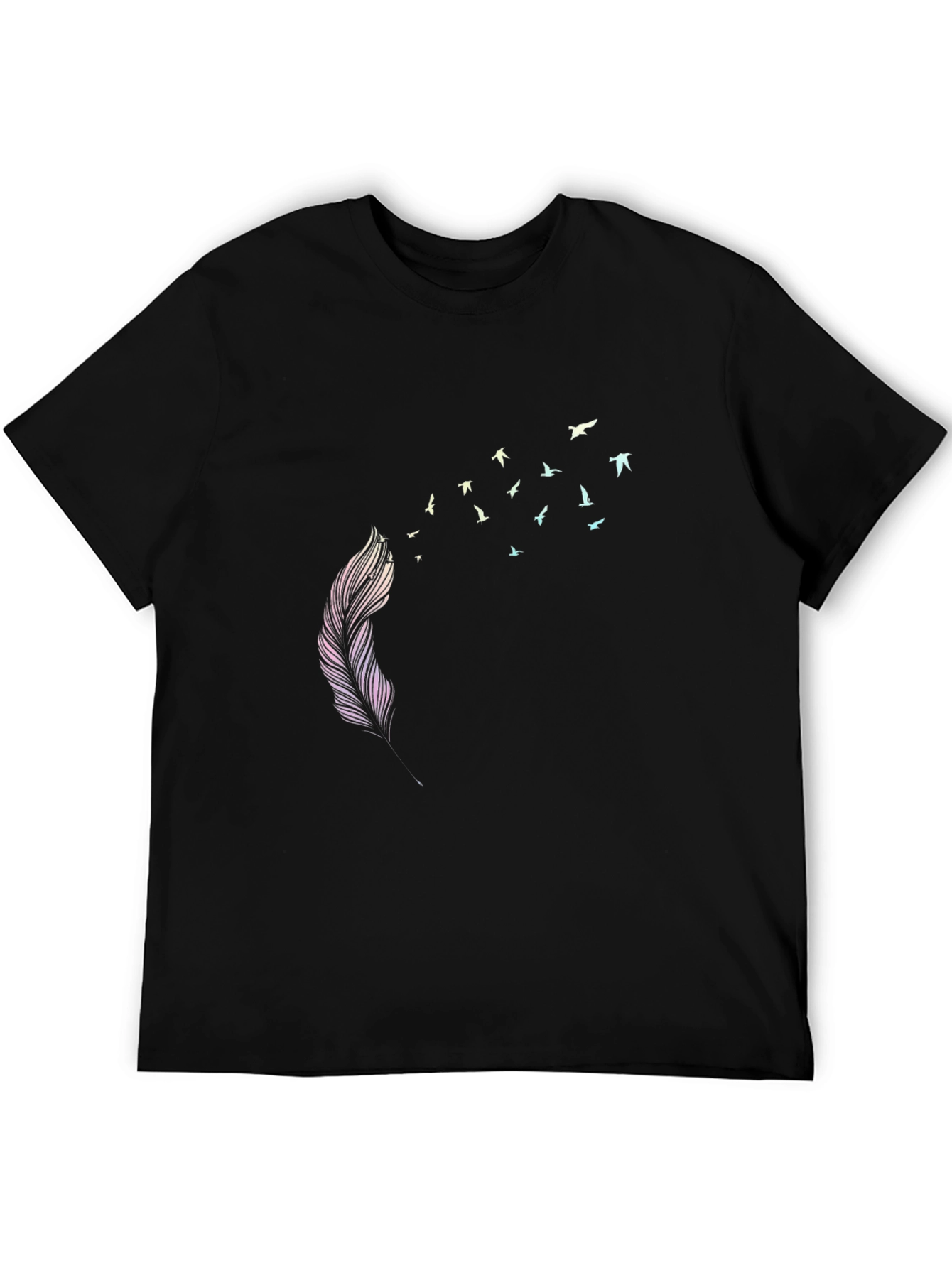 Feather to Birds Graphic Black T-Shirt