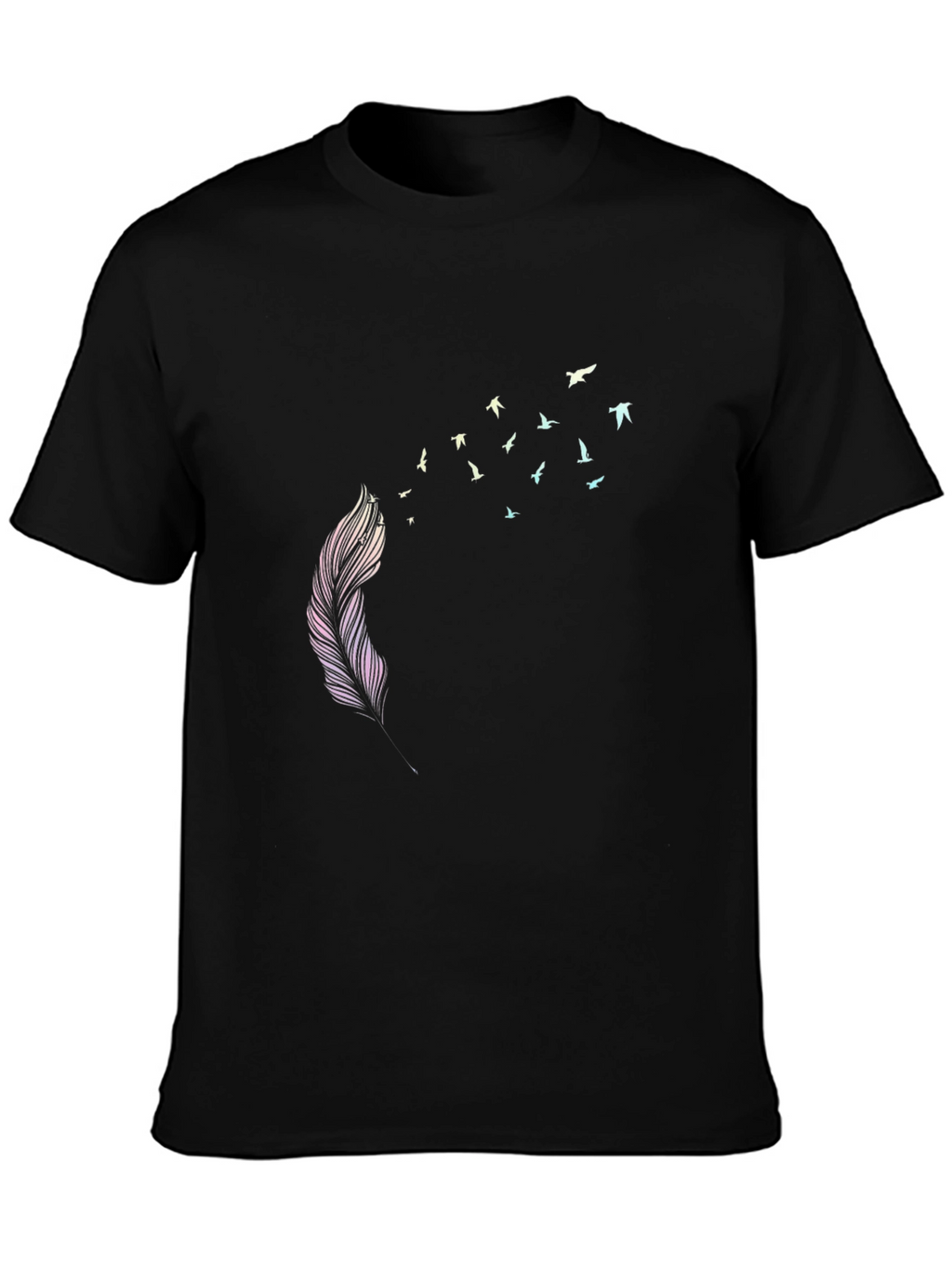 Feather to Birds Graphic Black T-Shirt