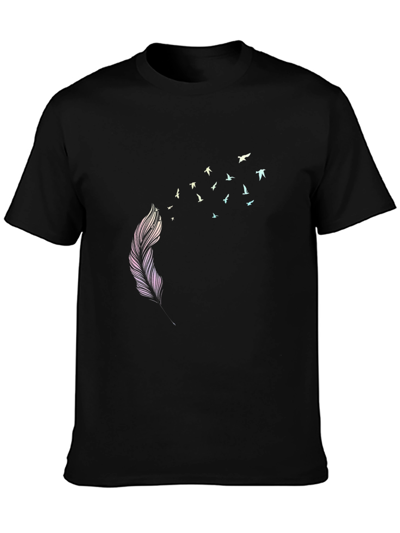 Feather to Birds Graphic Black T-Shirt