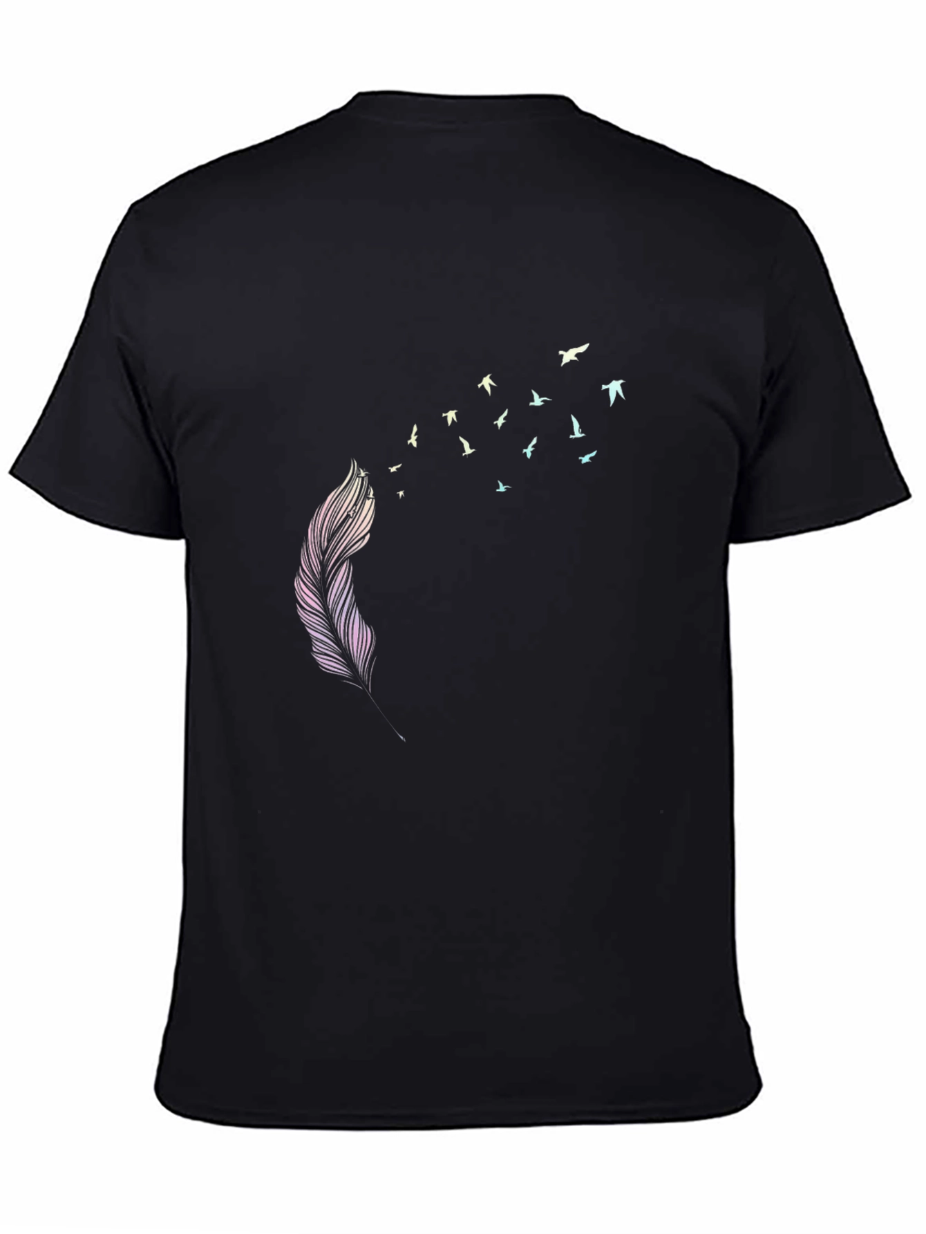 Feather to Birds Graphic Black T-Shirt
