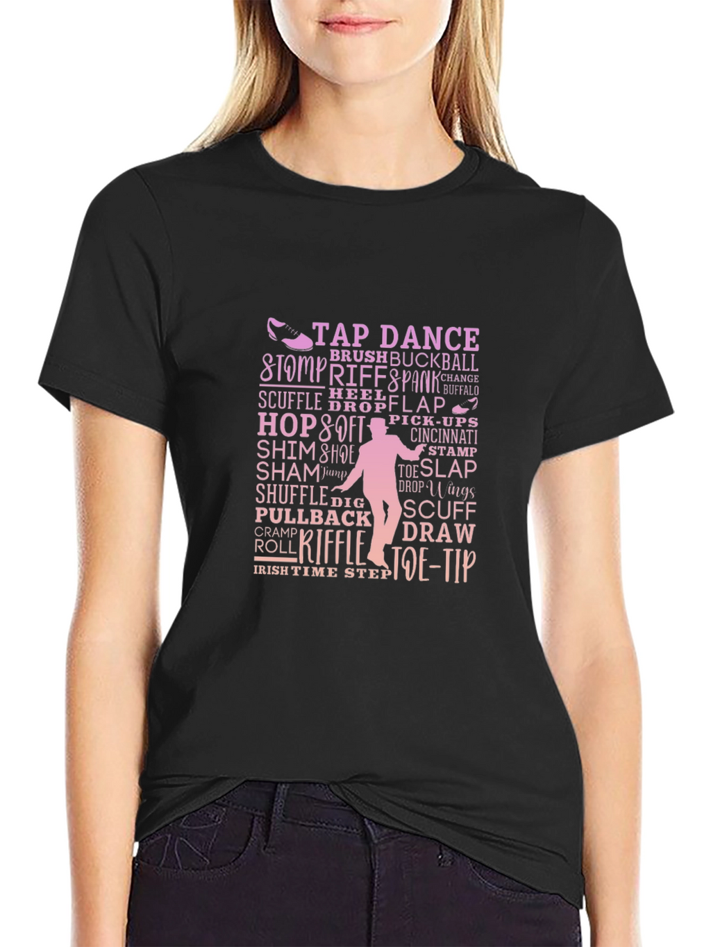 Tap Dance Terminology Black Graphic Tee Shirt
