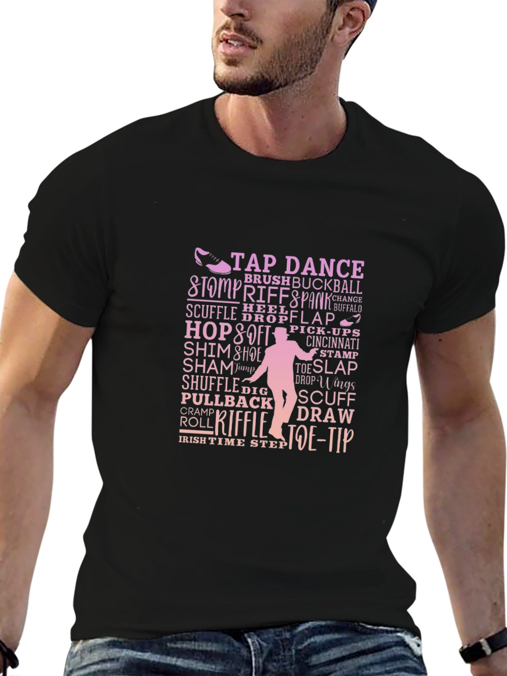 Tap Dance Terminology Black Graphic Tee Shirt