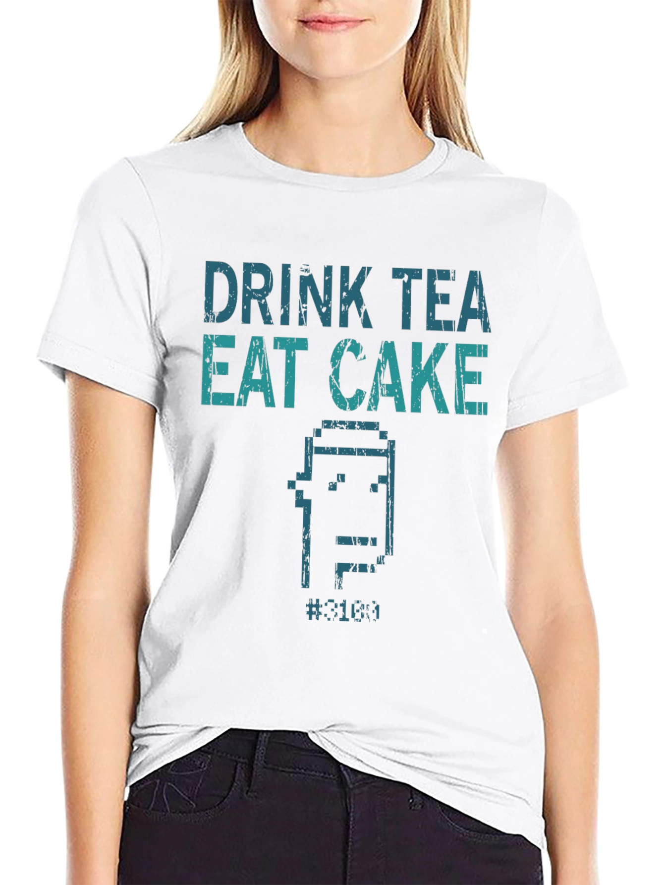 Drink Tea Eat Cake T-Shirt - Pixel Art