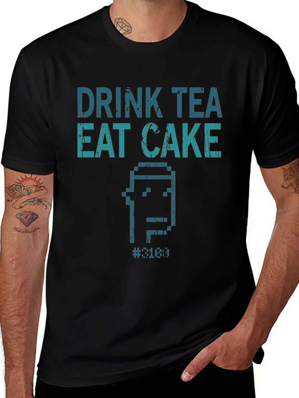 Drink Tea Eat Cake T-Shirt - Pixel Art