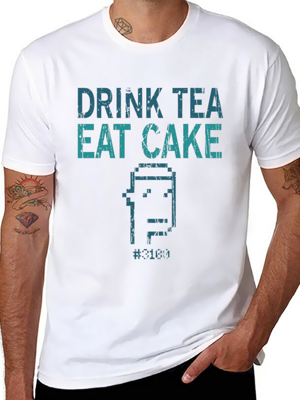 Drink Tea Eat Cake T-Shirt - Pixel Art