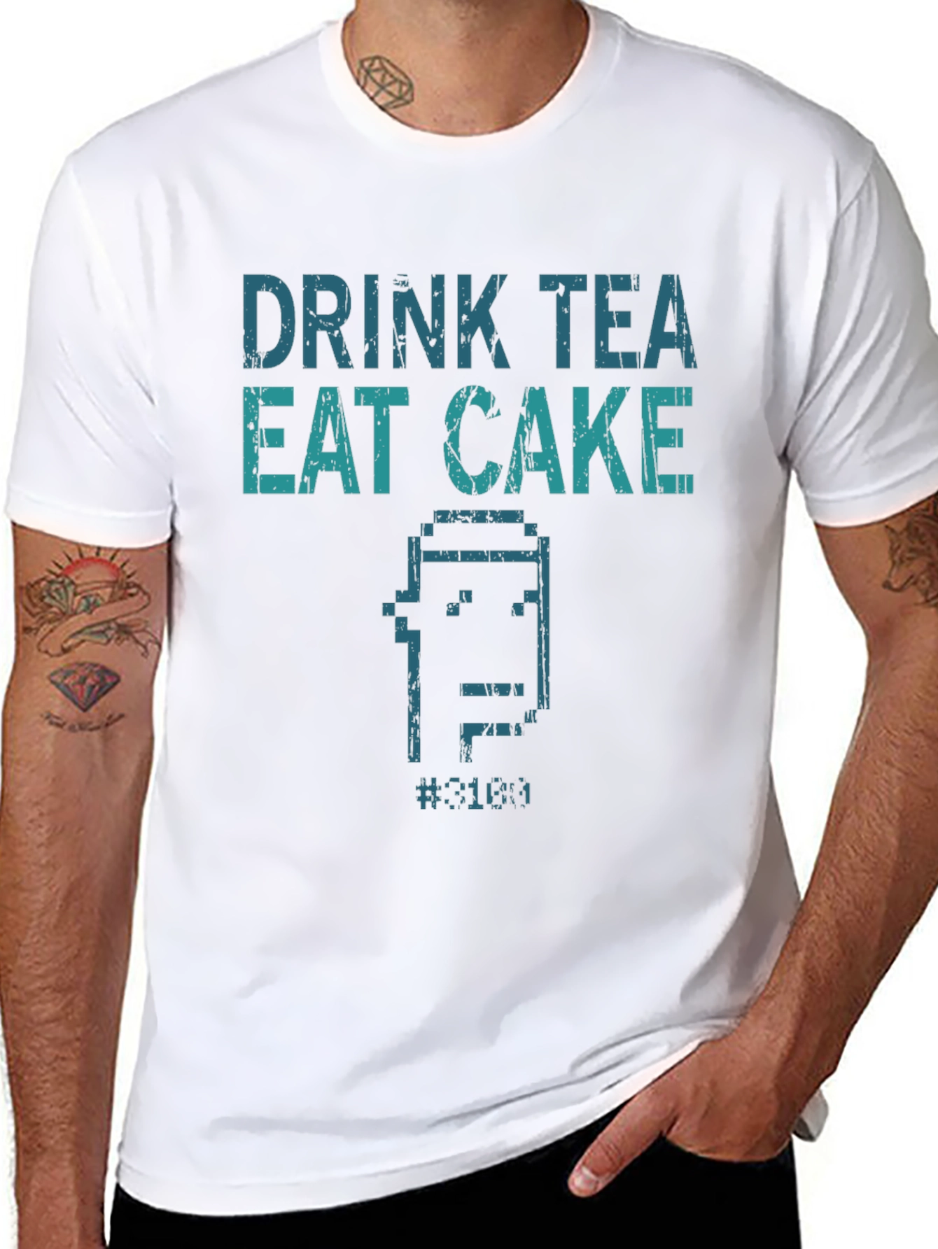 Drink Tea Eat Cake T-Shirt - Pixel Art