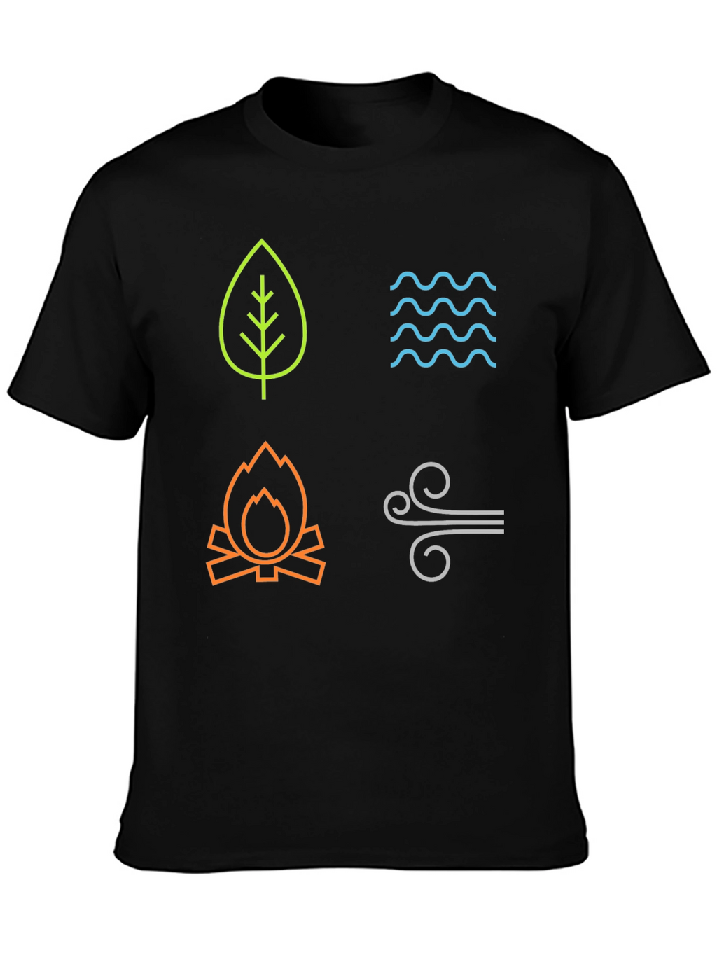 Four Elements Graphic T-Shirt - Earth Water Fire Air