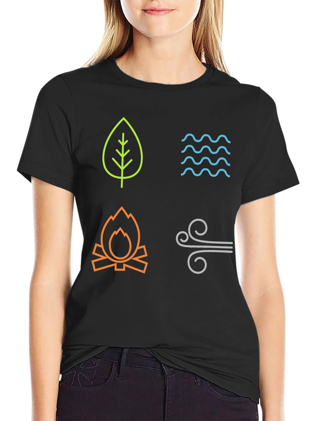 Four Elements Graphic T-Shirt - Earth Water Fire Air