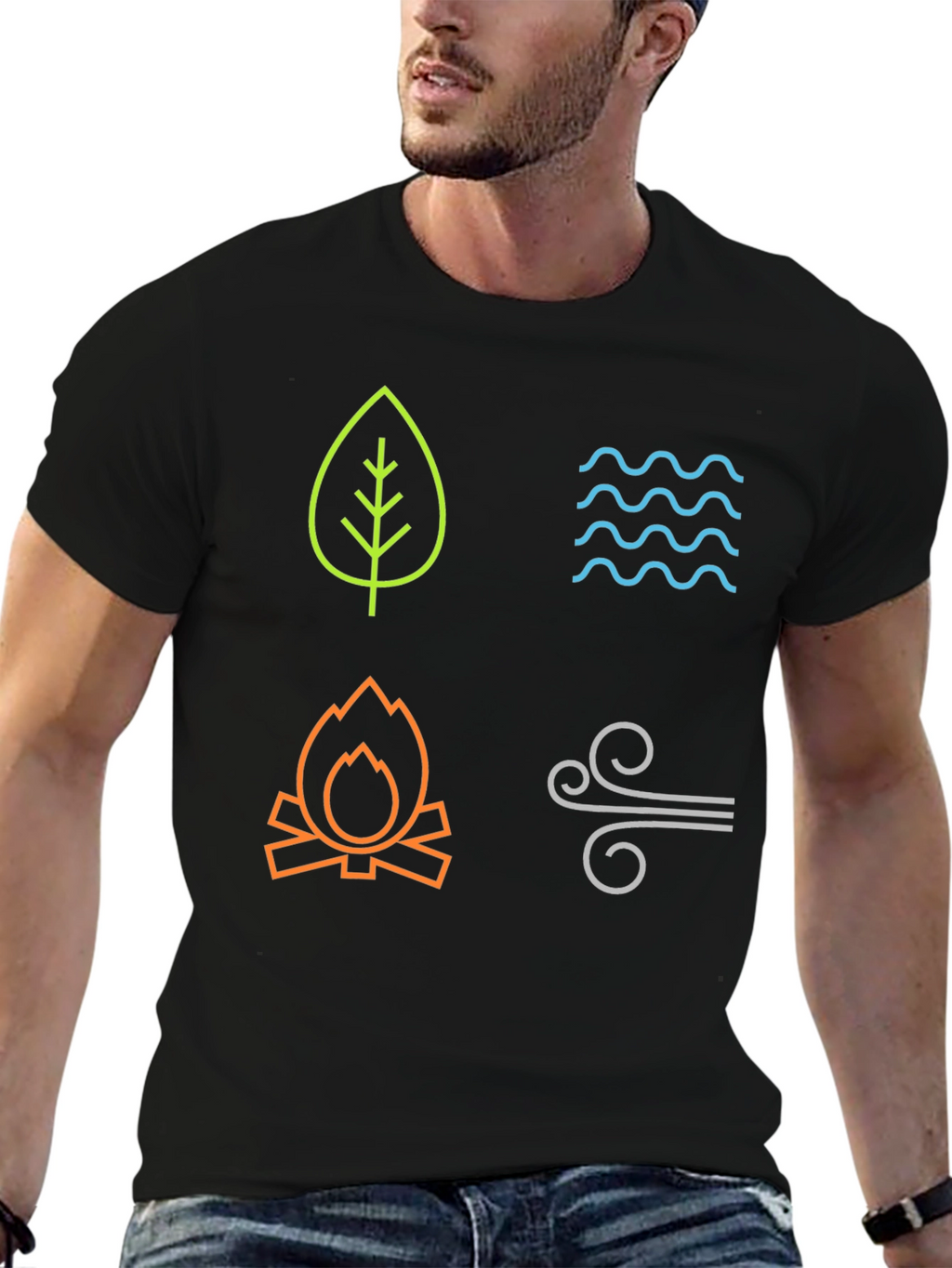 Four Elements Graphic T-Shirt - Earth Water Fire Air