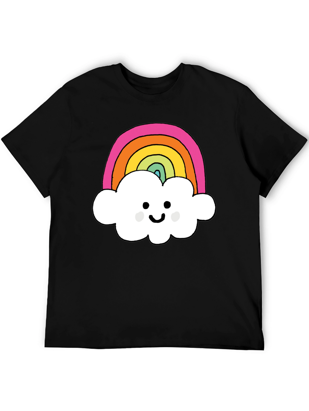 Rainbow Cloud Graphic T-Shirt - Black Cotton Tee