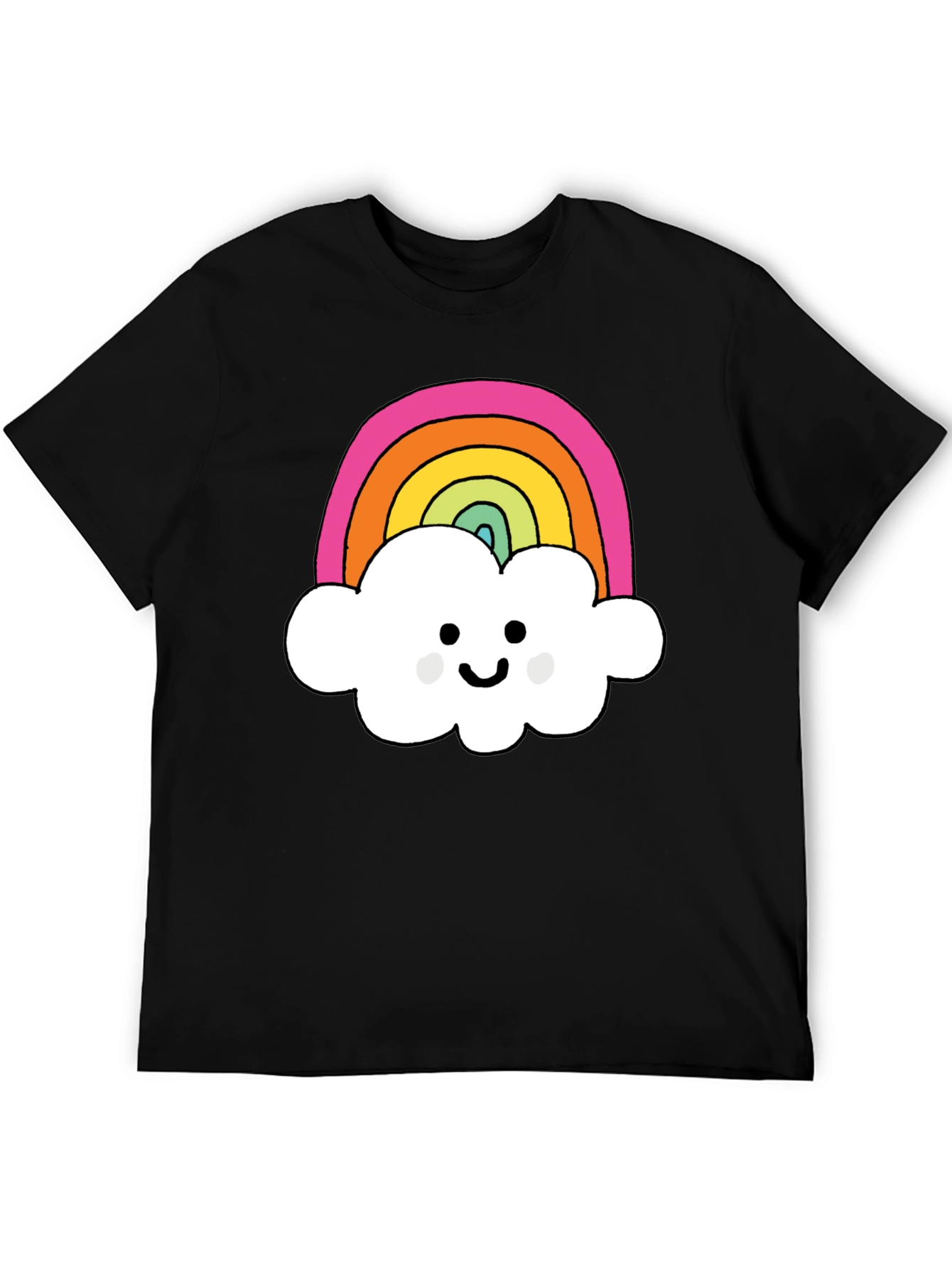 Rainbow Cloud Graphic T-Shirt - Black Cotton Tee