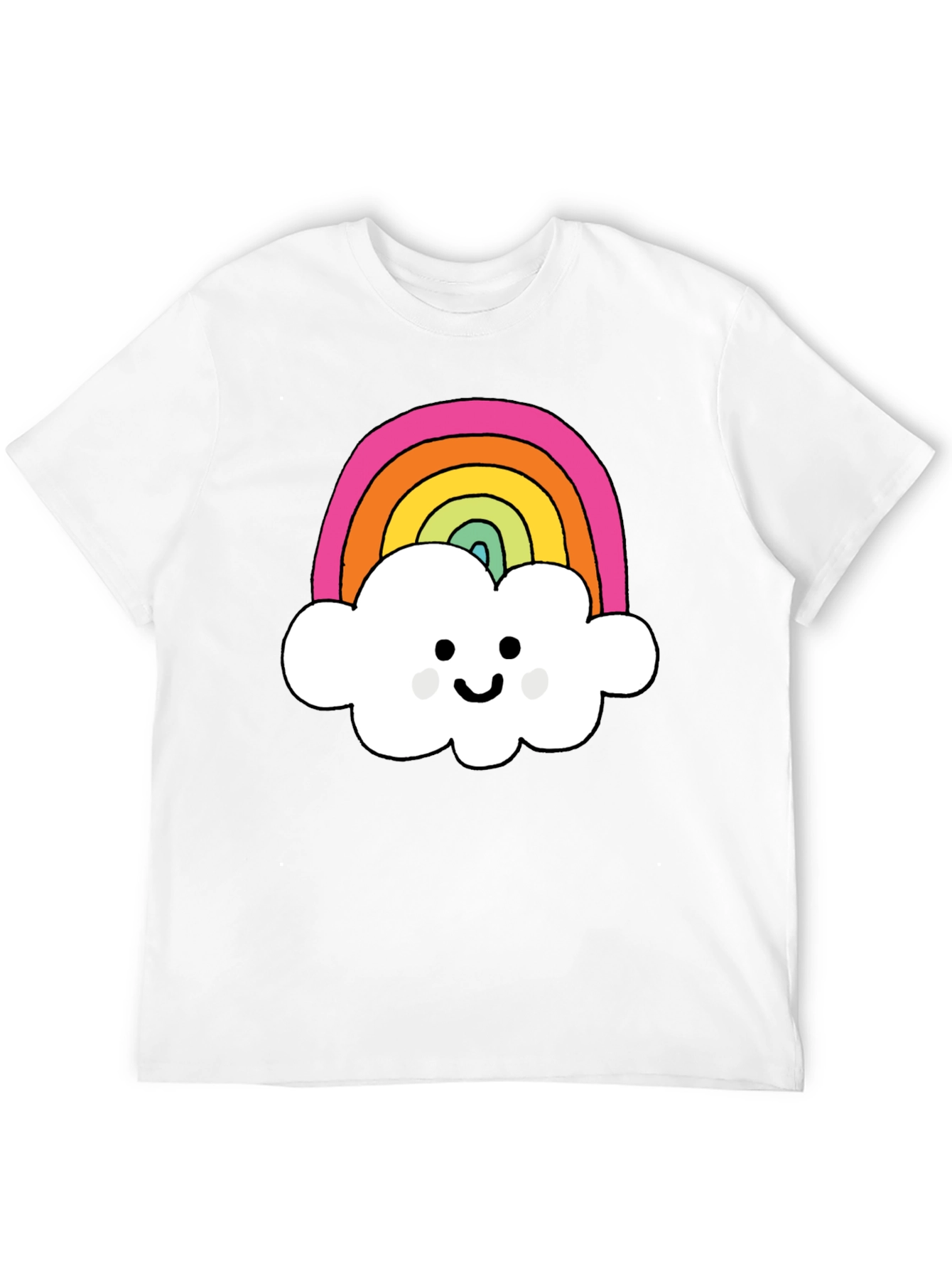 Rainbow Cloud Graphic T-Shirt - Black Cotton Tee