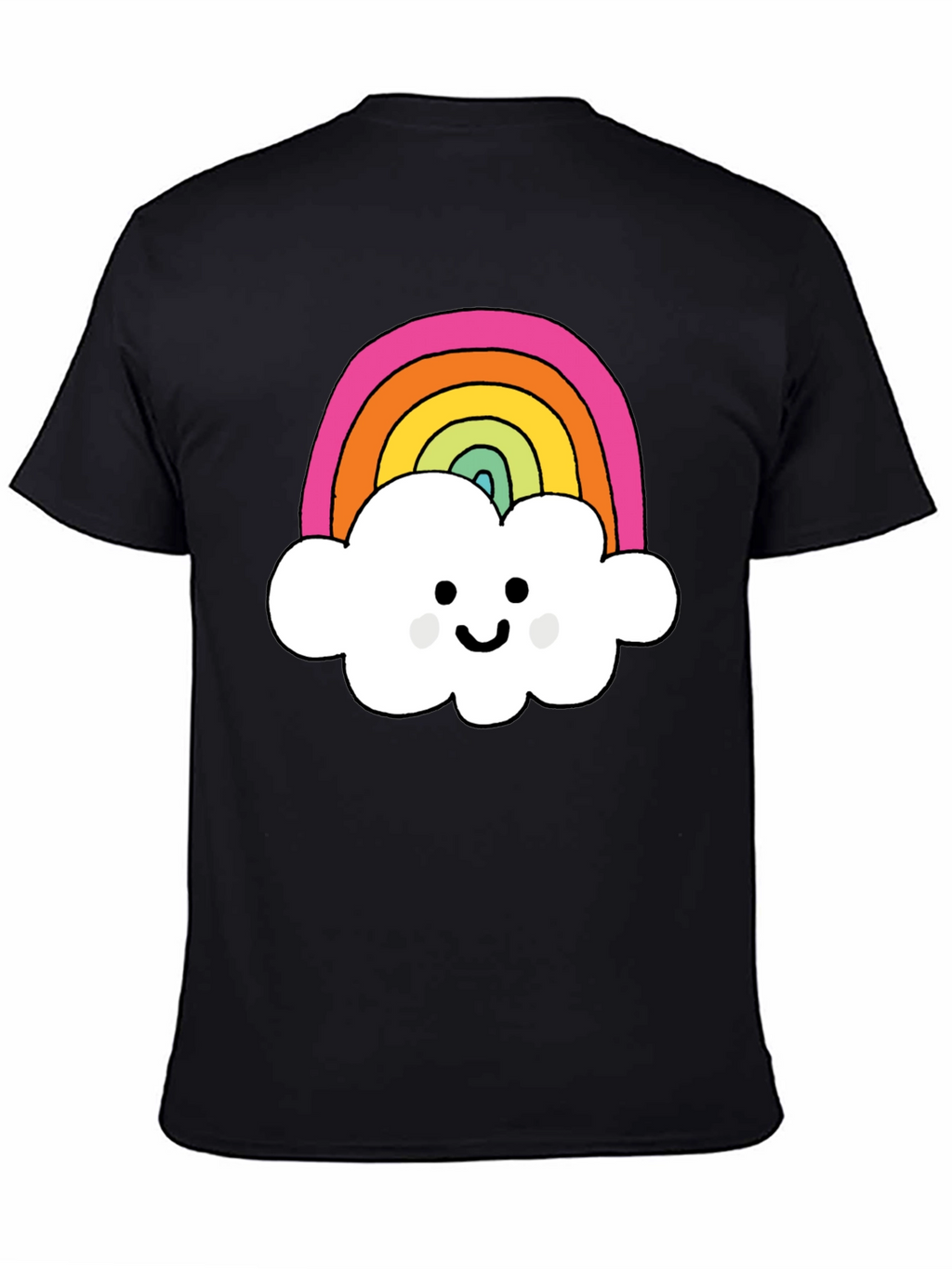 Rainbow Cloud Graphic T-Shirt - Black Cotton Tee