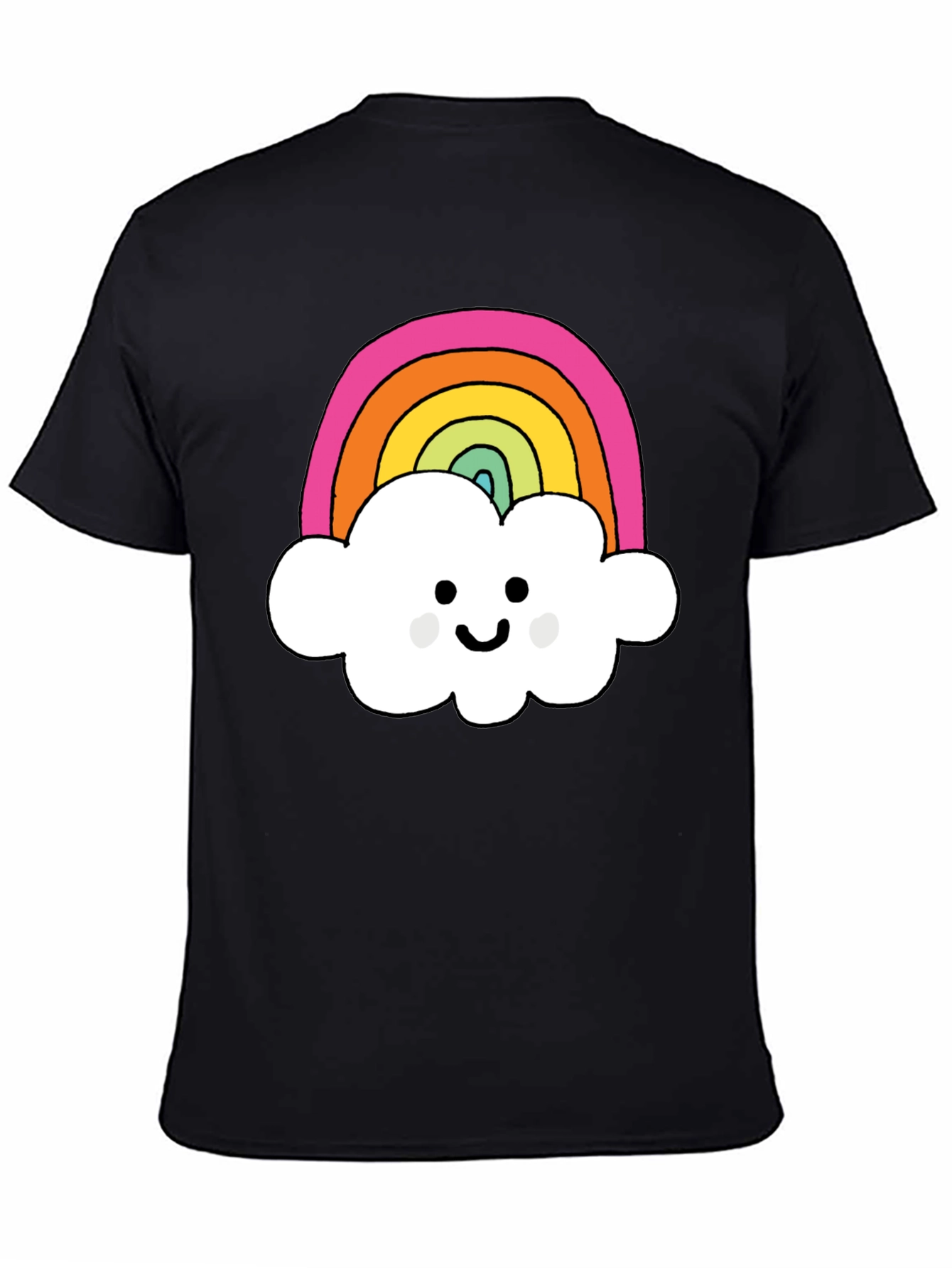 Rainbow Cloud Graphic T-Shirt - Black Cotton Tee