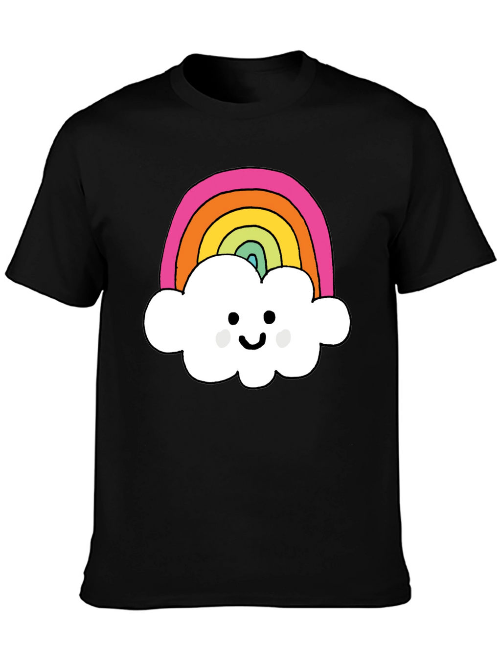 Rainbow Cloud Graphic T-Shirt - Black Cotton Tee