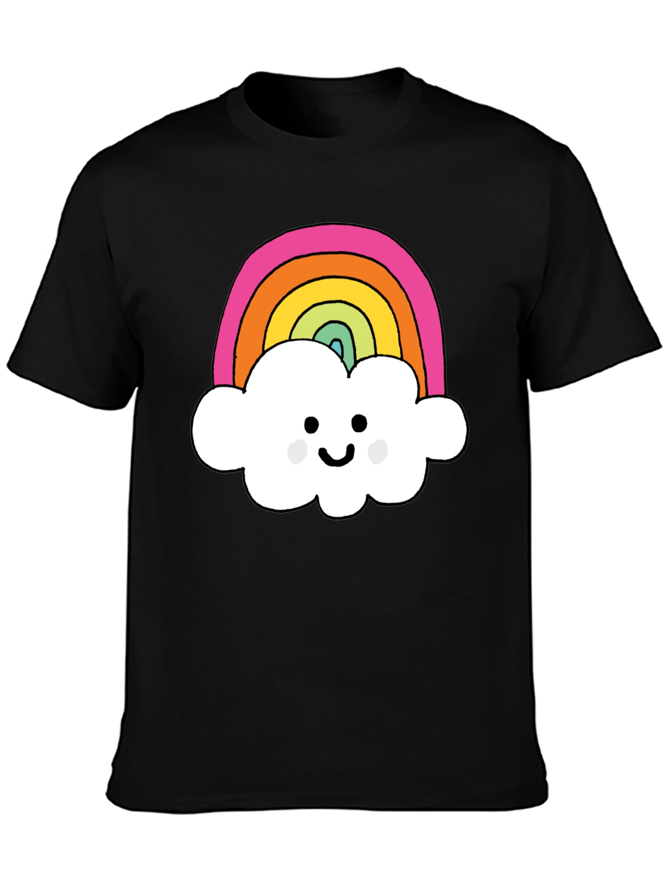 Rainbow Cloud Graphic T-Shirt - Black Cotton Tee