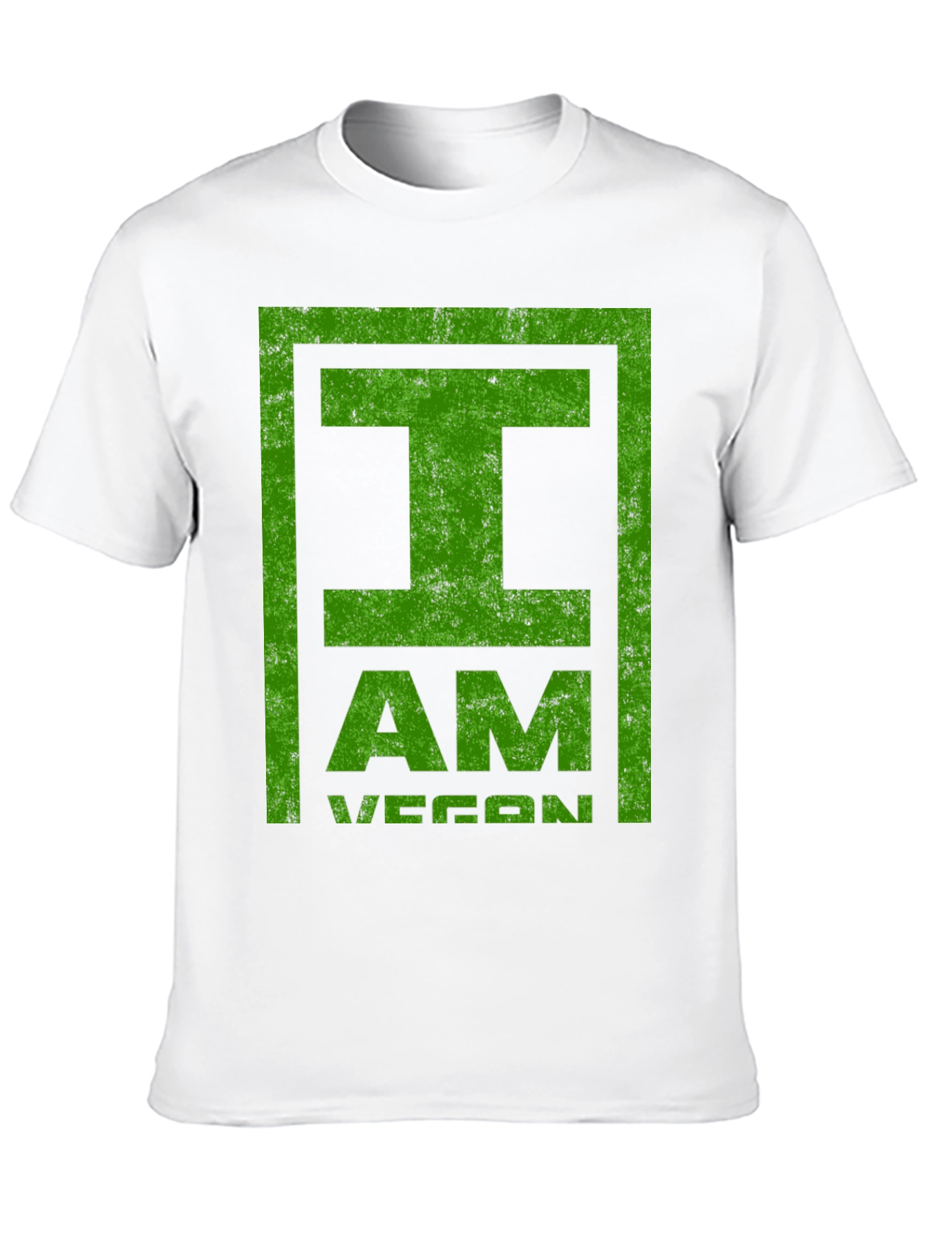 I Am Vegan T-Shirt - Green Distressed Print