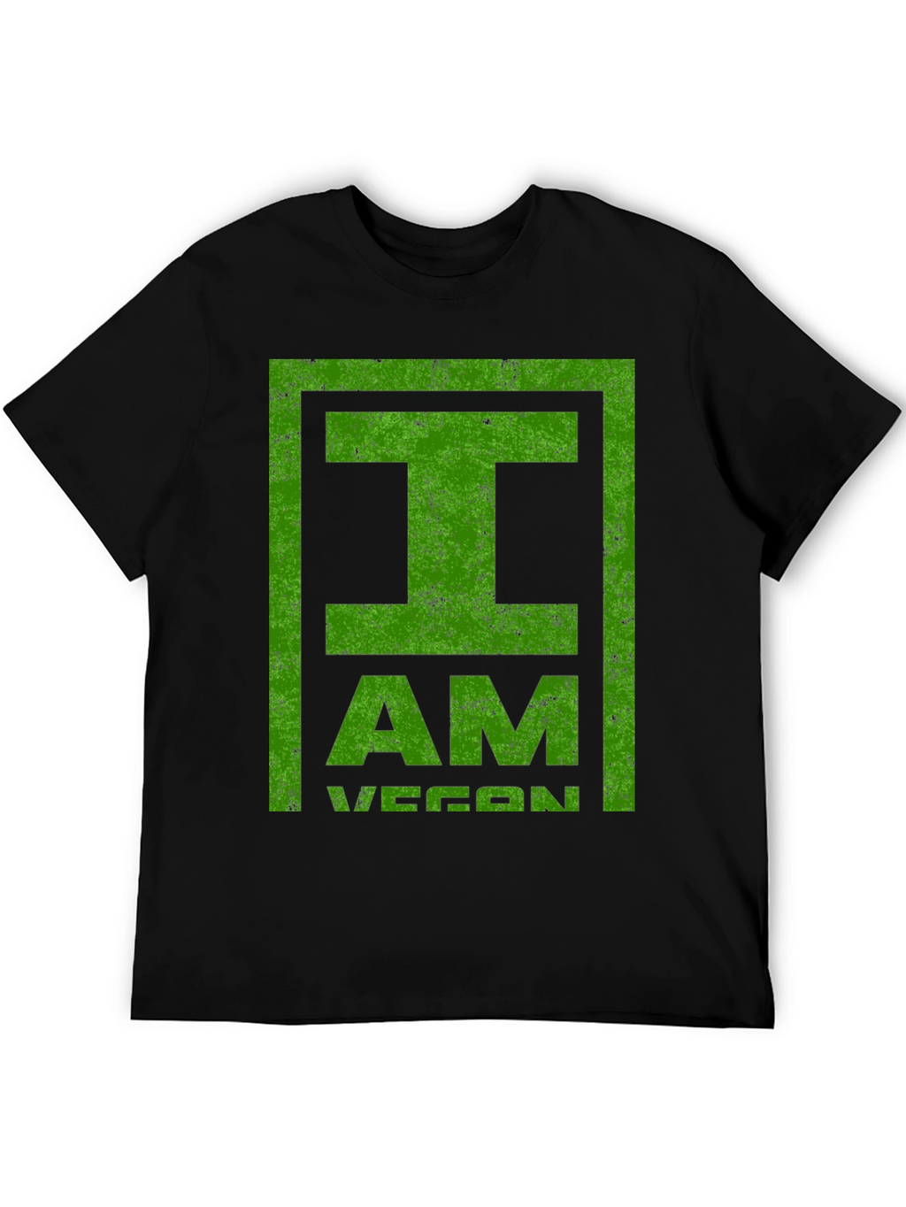 I Am Vegan T-Shirt - Green Distressed Print