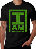 I Am Vegan T-Shirt - Green Distressed Print