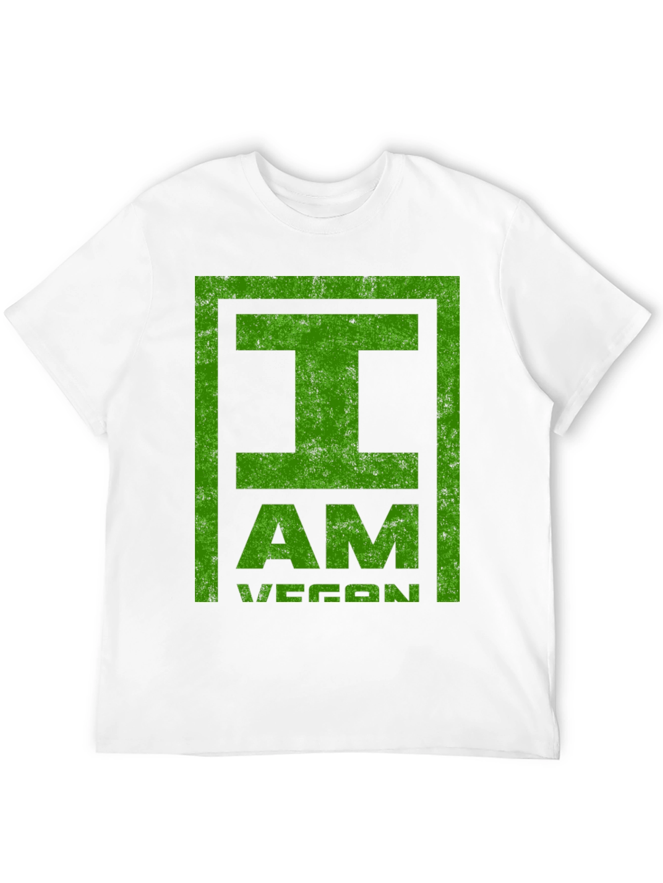 I Am Vegan T-Shirt - Green Distressed Print