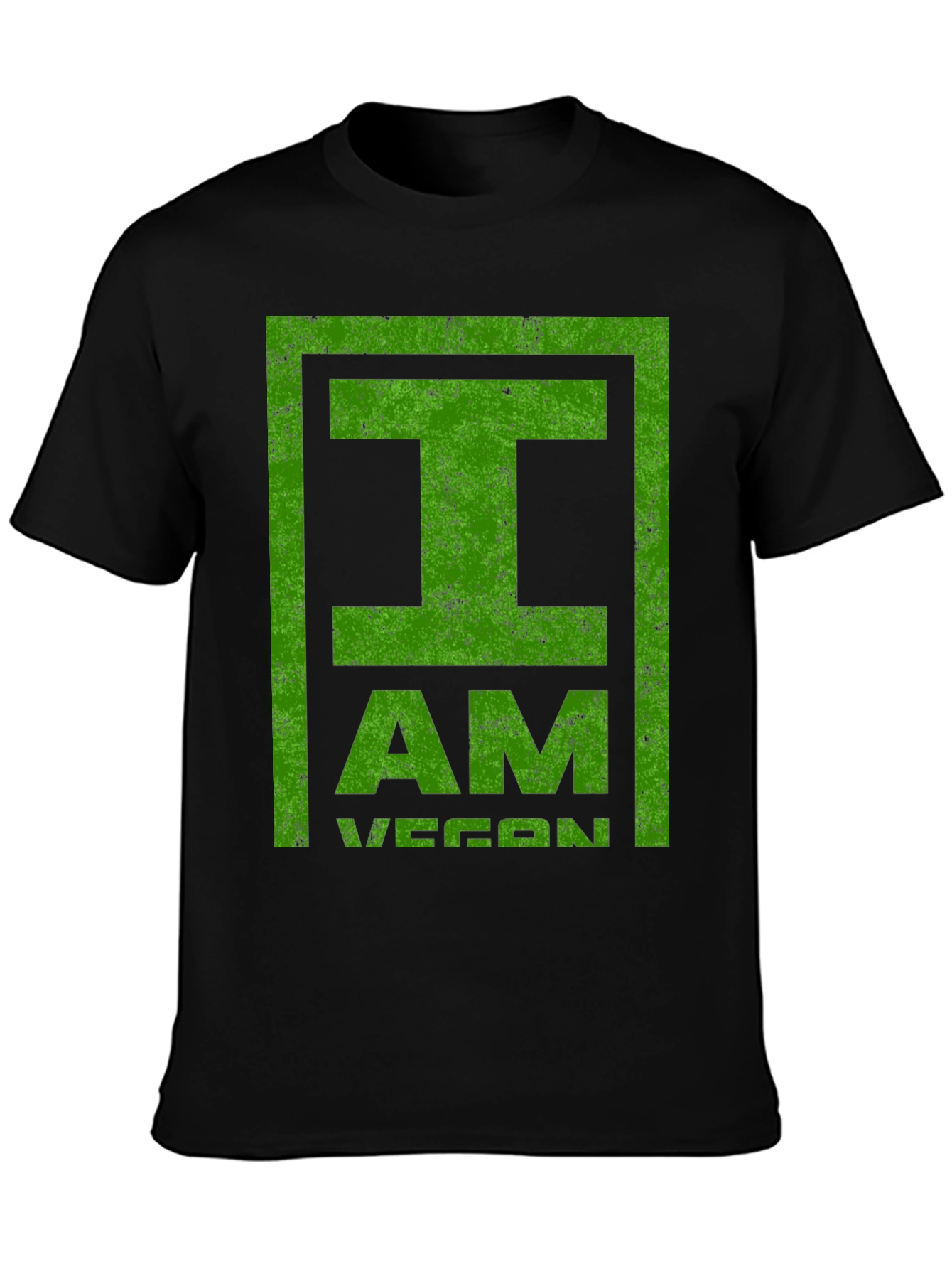 I Am Vegan T-Shirt - Green Distressed Print