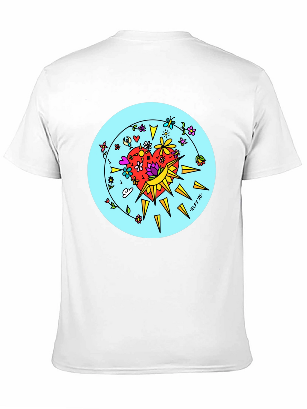 Floral Heart Graphic Black Tee
