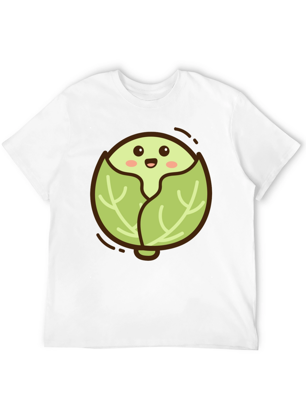 Cute Cabbage Cartoon Graphic Tee - Black