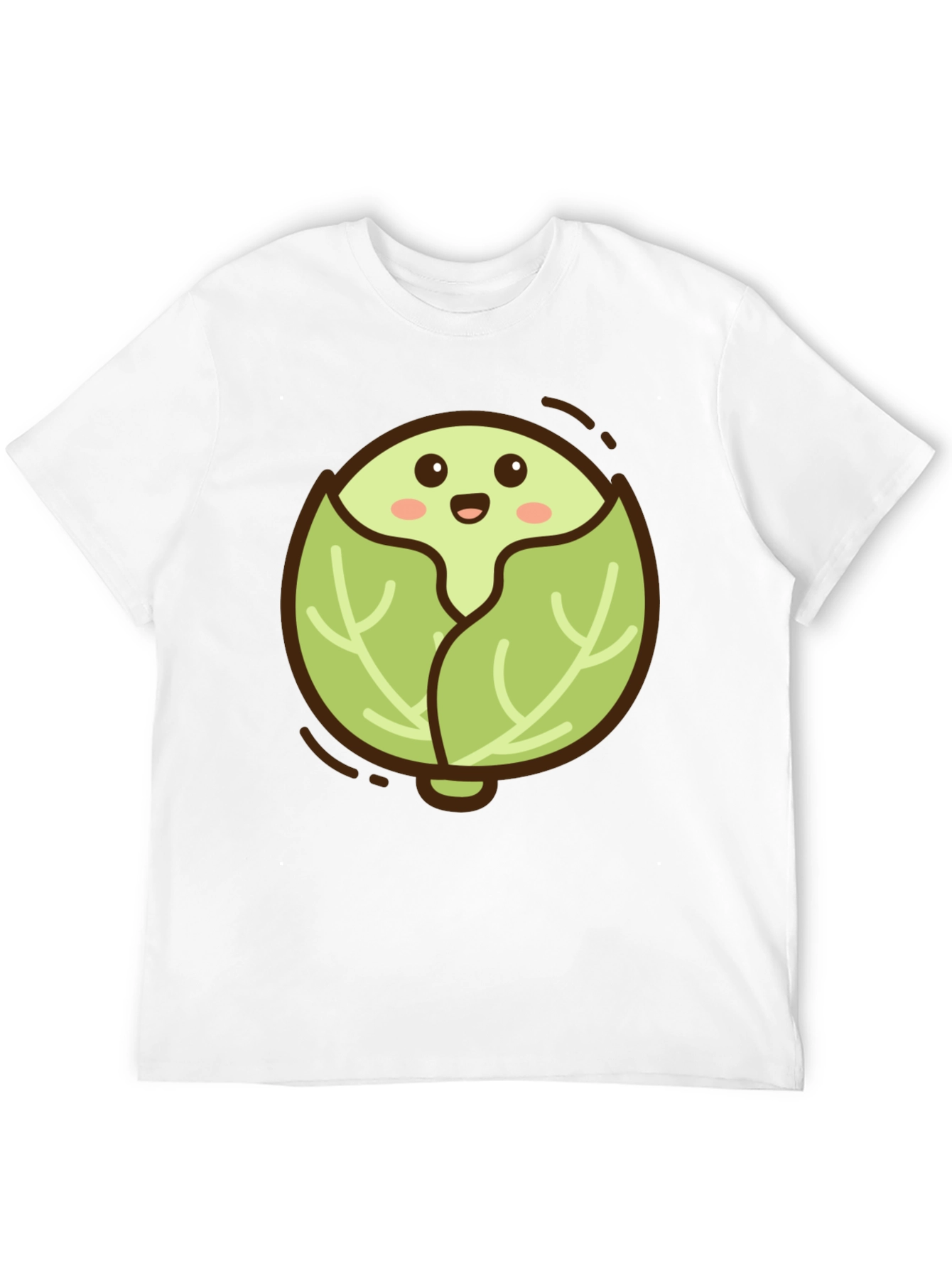 Cute Cabbage Cartoon Graphic Tee - Black