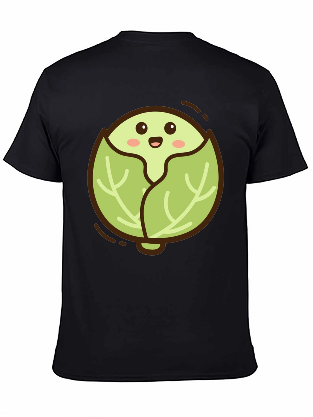 Cute Cabbage Cartoon Graphic Tee - Black