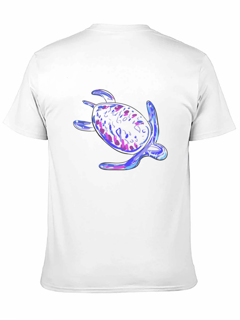 Neon Turtle Graphic Tee - Black Cotton Casual T-Shirt