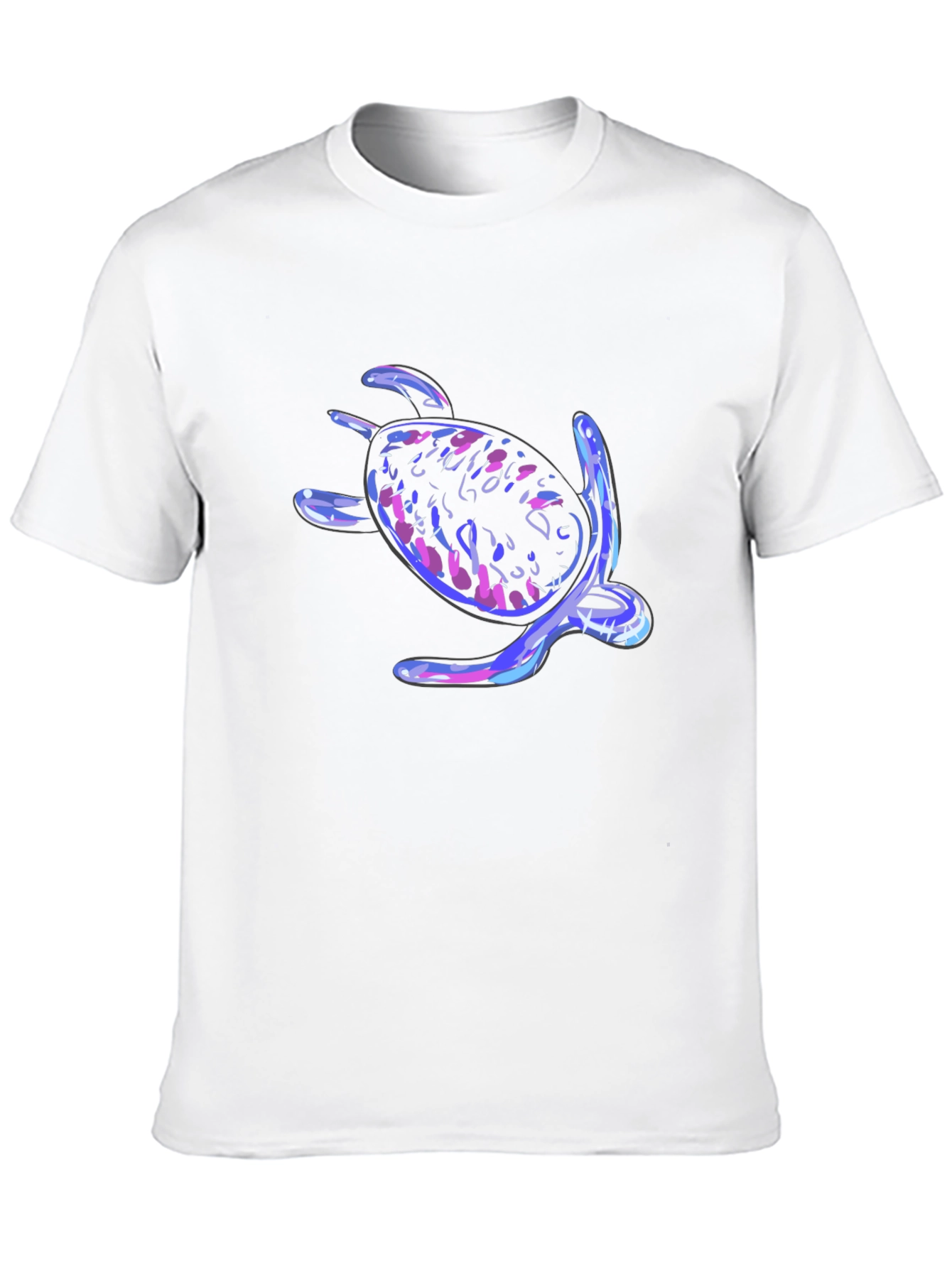 Neon Turtle Graphic Tee - Black Cotton Casual T-Shirt