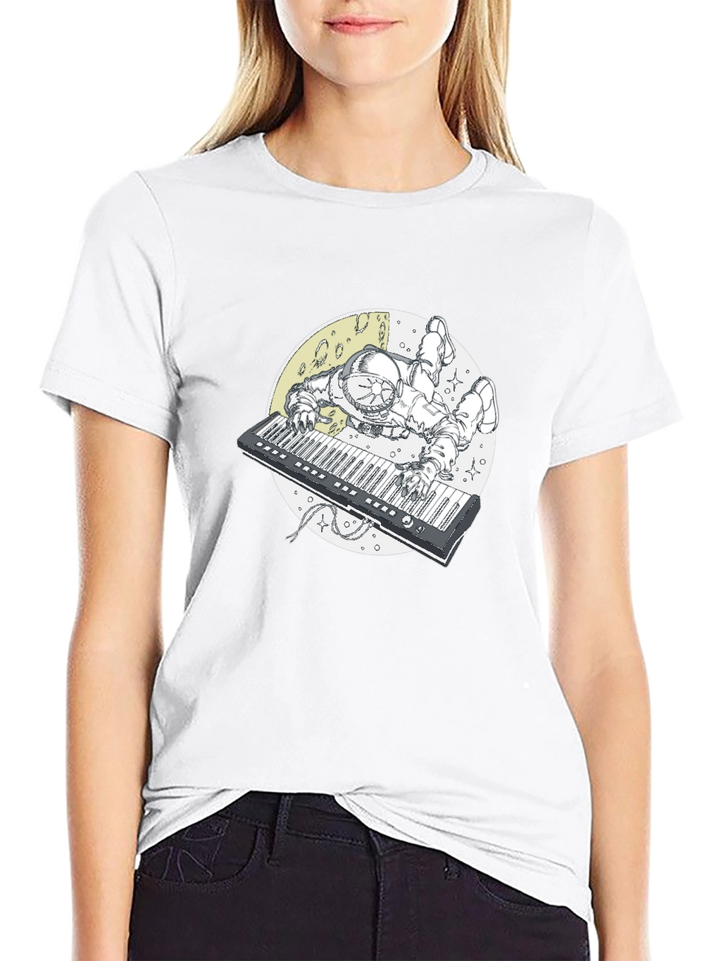 Astronaut Keyboard T-Shirt - Space Musician Tee