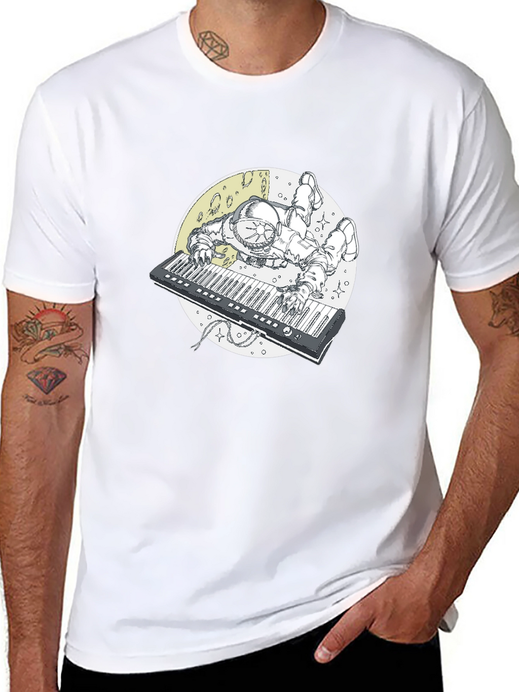 Astronaut Keyboard T-Shirt - Space Musician Tee