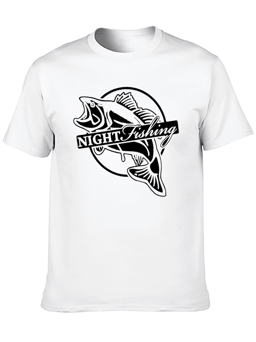 Night Fishing Graphic Tee - Black Bass Design