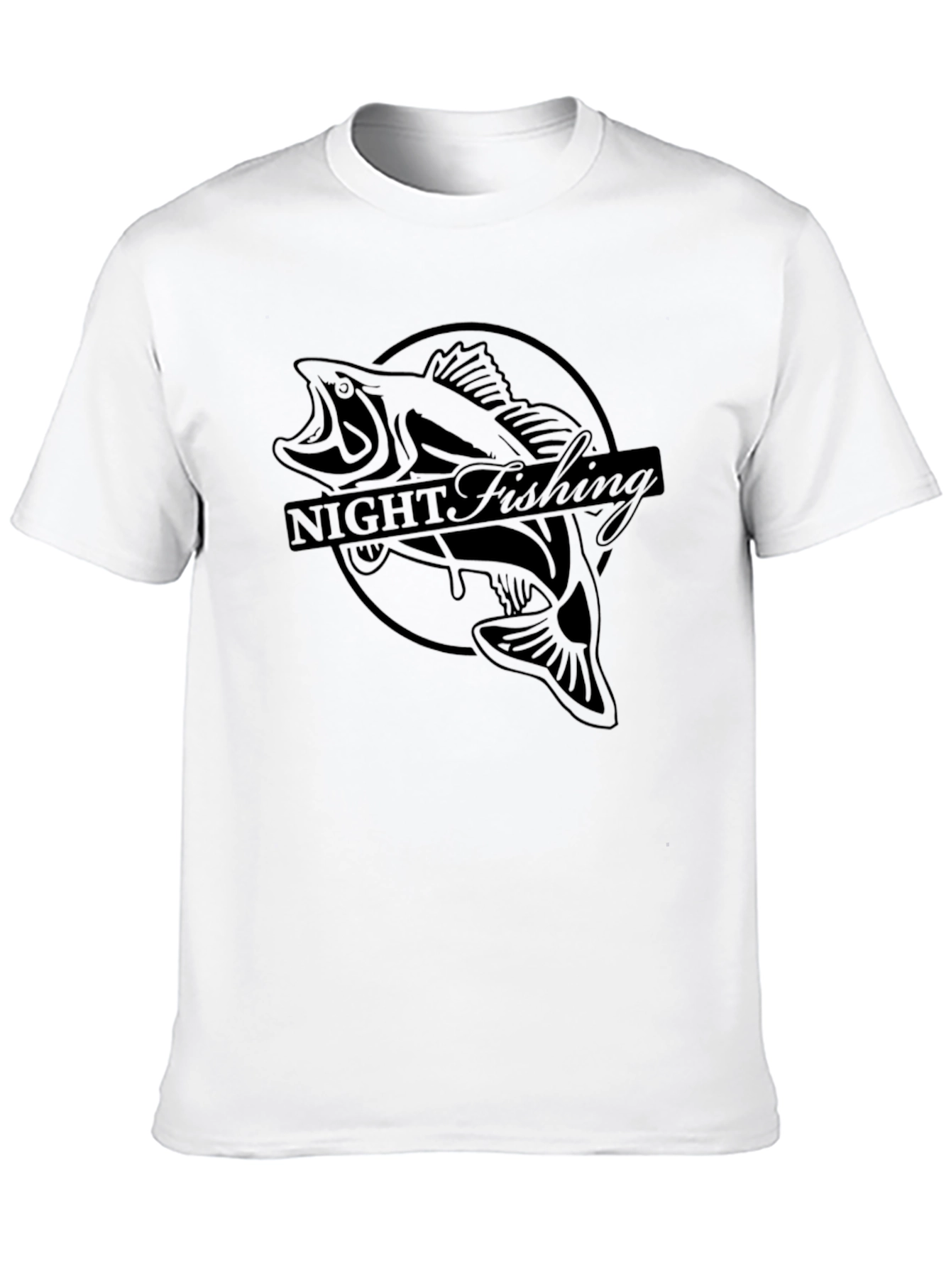 Night Fishing Graphic Tee - Black Bass Design